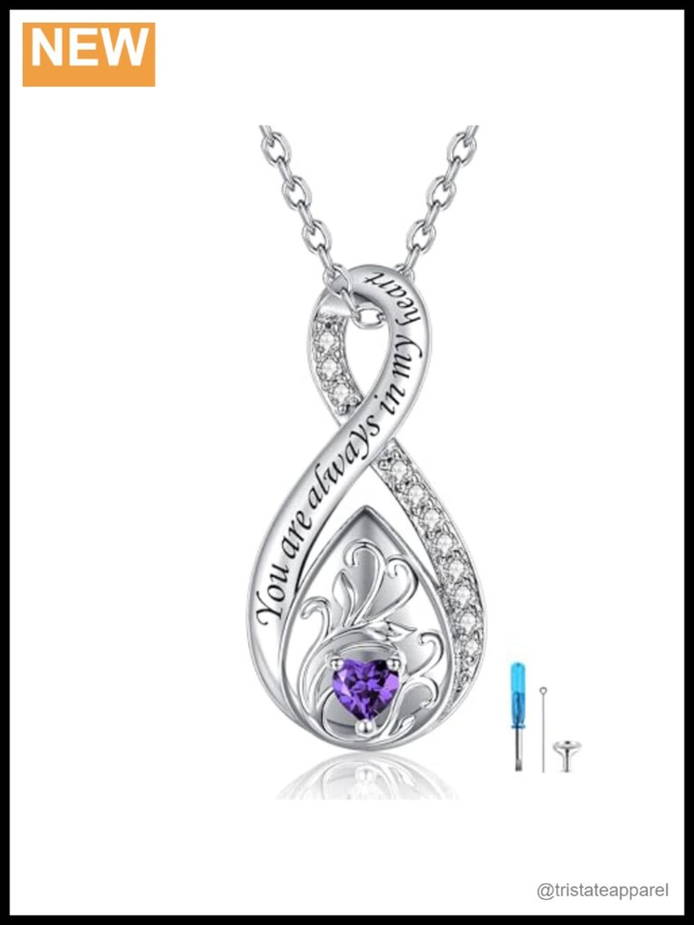 925 Sterling Silver Urn Necklace for Ashes | Infinity Cremation Jewelry